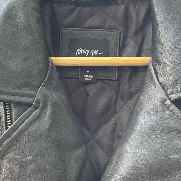 Nasty Gal NWOT 100% Lamb Leather Moto Jacket - Picture 3 of 6